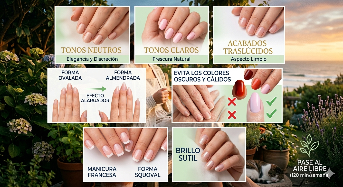 Infografía sobre colores y formas de uñas que rejuvenecen las manos